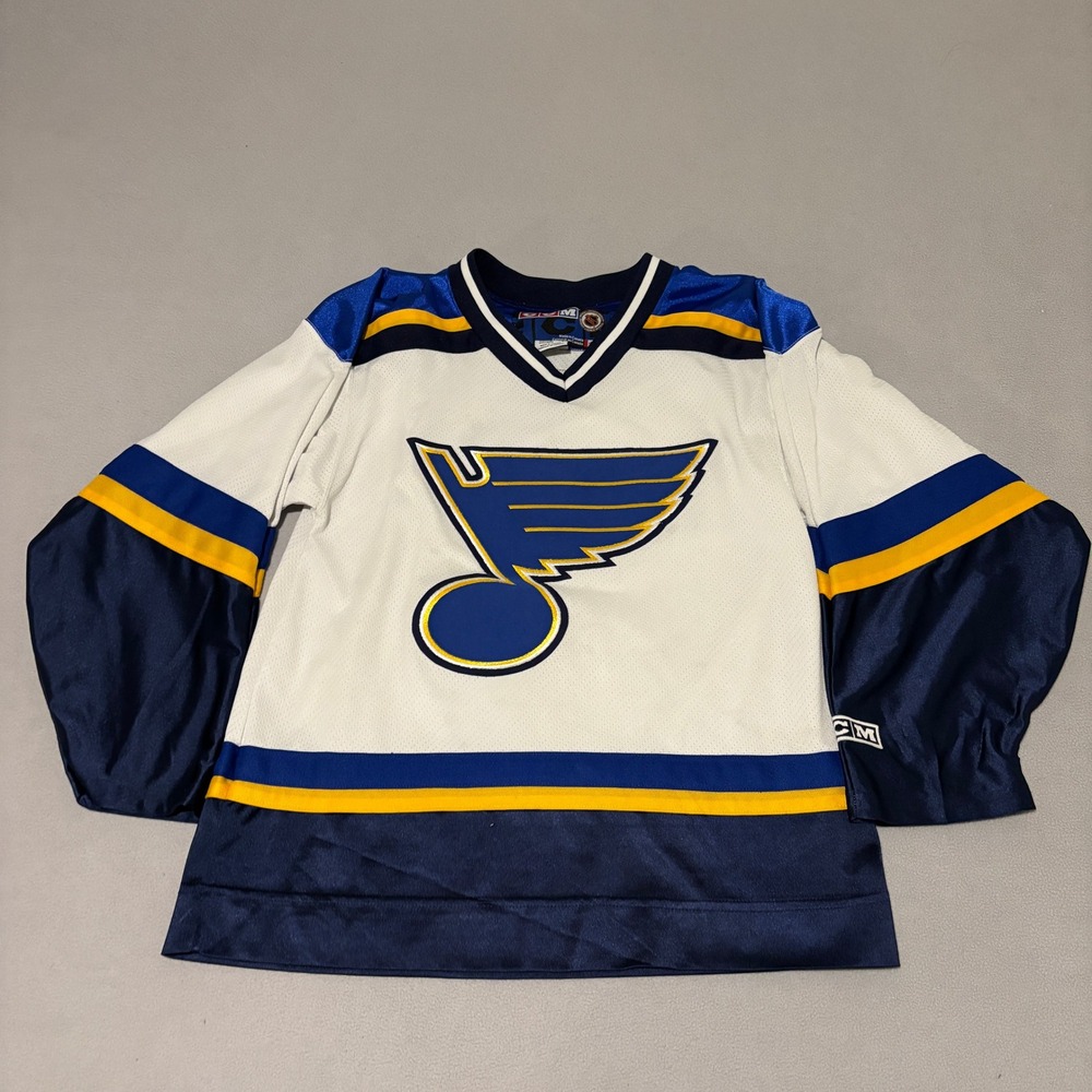 Vintage CCM St Louis Blues NHL Hockey Jersey Mens Small White Blue Sportswear